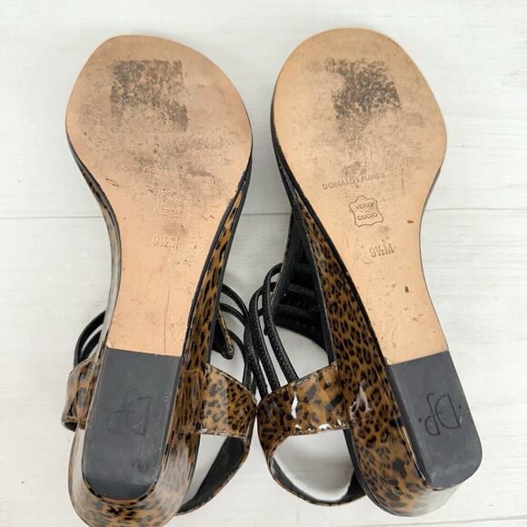 Donald Pliner Wedge Sandals Women Size 9.5 Leopard Print Thong Leather‎ - Picture 8 of 10